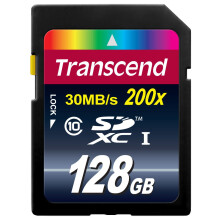 Karta pamięci Flash SDXC klasy 10 Transcend 128 GB, do 30 MB/s (TS128GSDXC10)