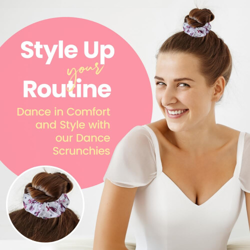 Flickors Dans Scrunchie - Premium Sammet Elastiska Håraccessoarer, Ballettskor Gåva för Dansare och Tonåringar 2