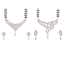 Zeneme Fashion American Diamond Diamond Gold Designer Mangalsutra Combo 2 Bijuterii pentru femei (design-11)