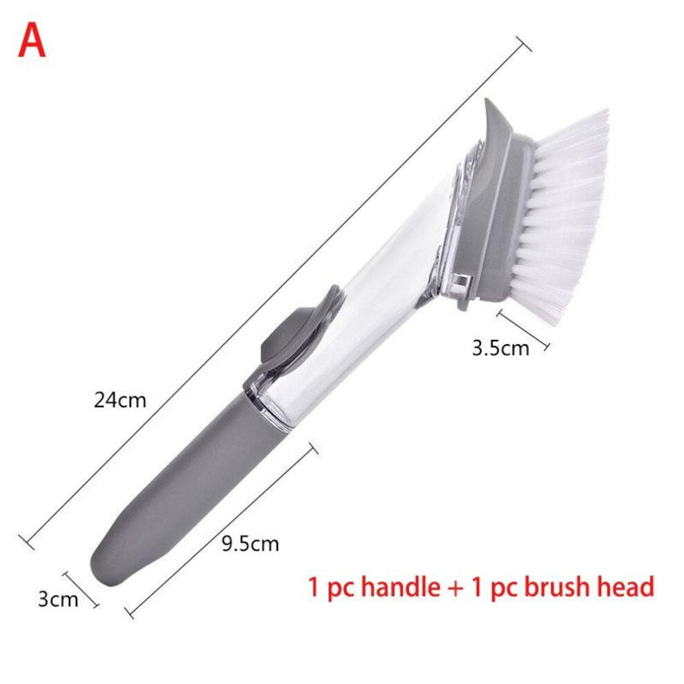 (A) 2 In1 Long Handle Cleaning Brush With Removable Brush Sponge Automatic Liquid Dispenser Kitchen Cleaning Tools Dishwashing Brush