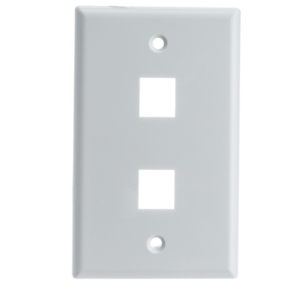 Keystone Wall Plate 2 Port White (Cat5e Cat6 Coax (Video) Aux (Cat6 For Data Ip Phone Pots Or Other) Single Gang Cablewholesale 846568014307