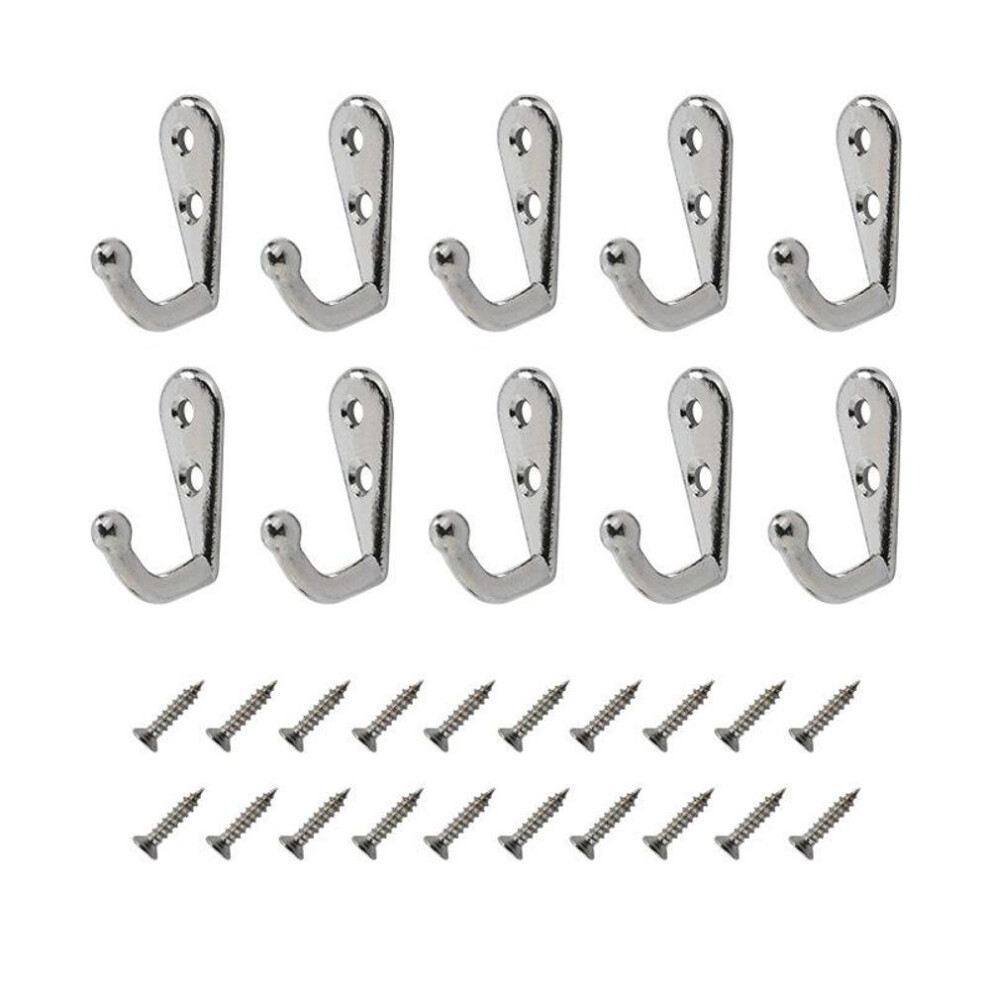 (silver) 10Pcs Vintage Wall Mounted Single Prong Hook Retro Mini Size Bronze Hangers for Clothes Keys Hat Towel Robe Bathroom Hooks
