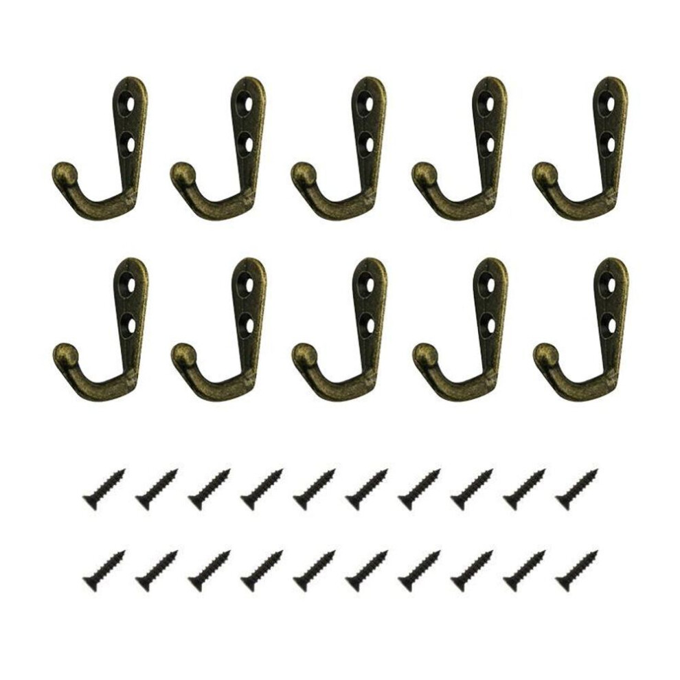 (bronze) 10pcs Vintage Wall Mounted Single Prong Hook Retro Mini Size Bronze Hangers For Clothes Keys Hat Towel Robe Bathroom Hooks