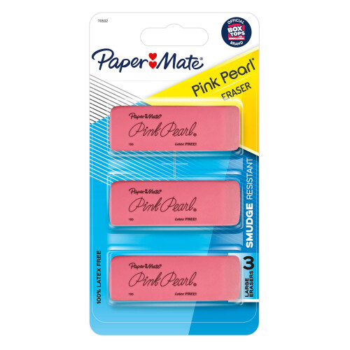 Paper Mate Paper Mate Pink Pearl Erasers Medium Pack om 3