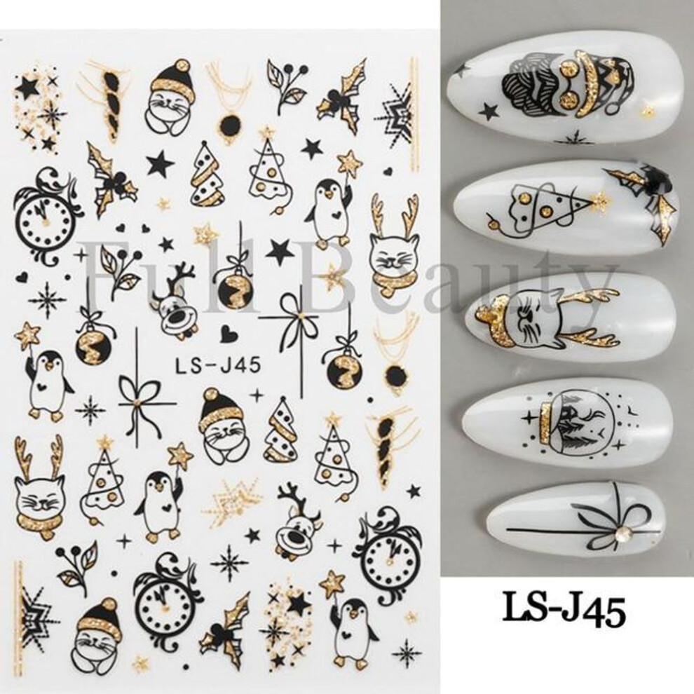 (LS-J45) Countdown Clock Design Champagne Baubles Shiny Glitter Sliders For 3D Nail Stickers Abstract  Fall Nail Decorations