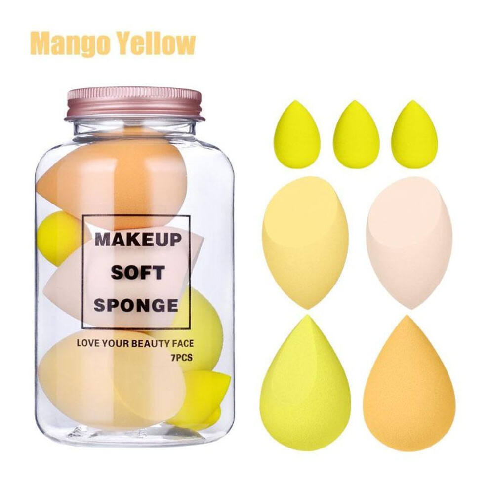 (yellow) 7pcs Make Up Beauty Blender Makeup Sponges Set Sponge Powder Puff For Foundation Cream Concealer Tools Face Cosmetic