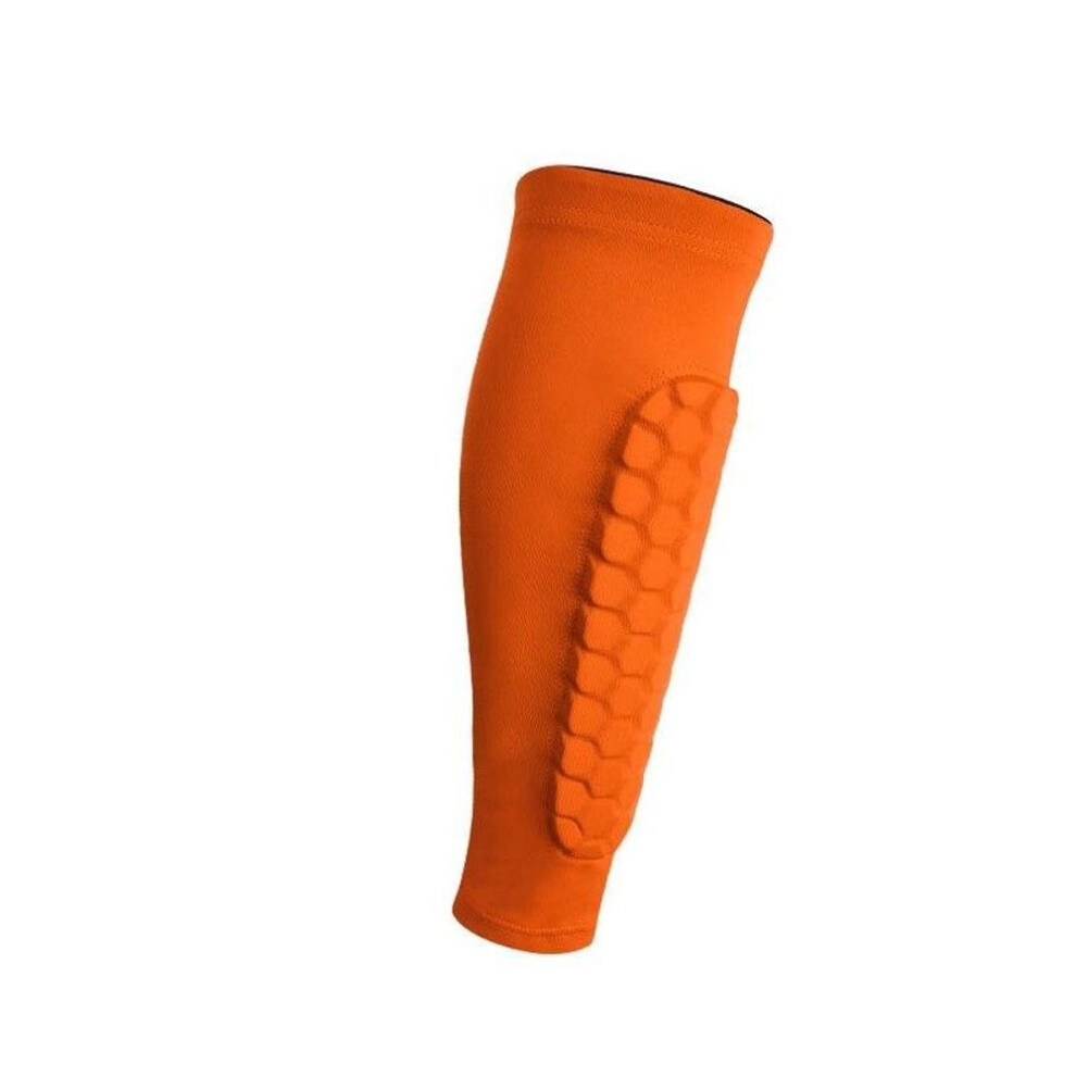 (orange, XL) 1pc Honeycomb Football Shin Guards Professional Sports Soccer Shields Legging Pads Sleeves Adult Training Gear Support Protector