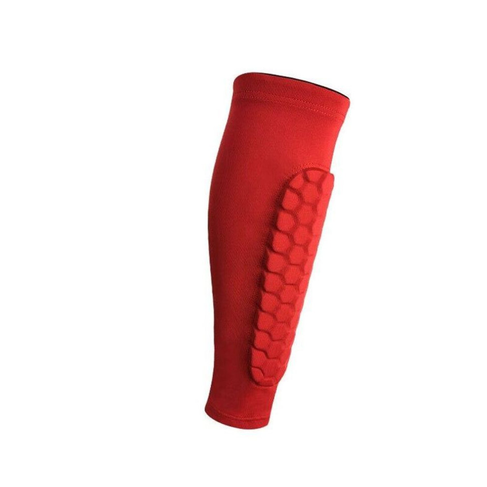 (red, L) 1pc Honeycomb Football Shin Guards Professional Sports Soccer Shields Legging Pads Sleeves Adult Training Gear Support Protector