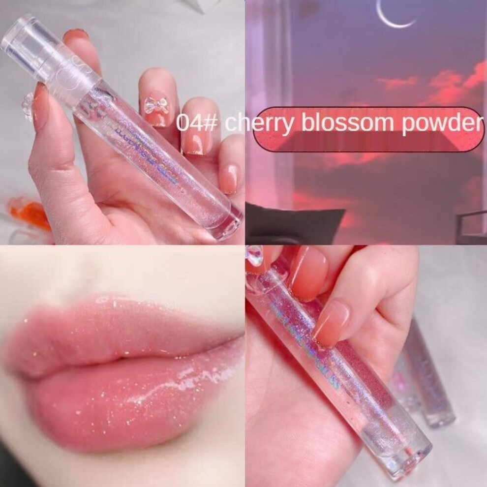 (4 # cherry blossom powder) Waterproof and Sweatproof, Lip Gloss, Moisturizing Lip Gloss, Liquid Lipstick