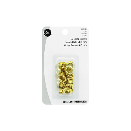 Dritz 1/4"" groot 15 sets vergulde oogjes messing teller