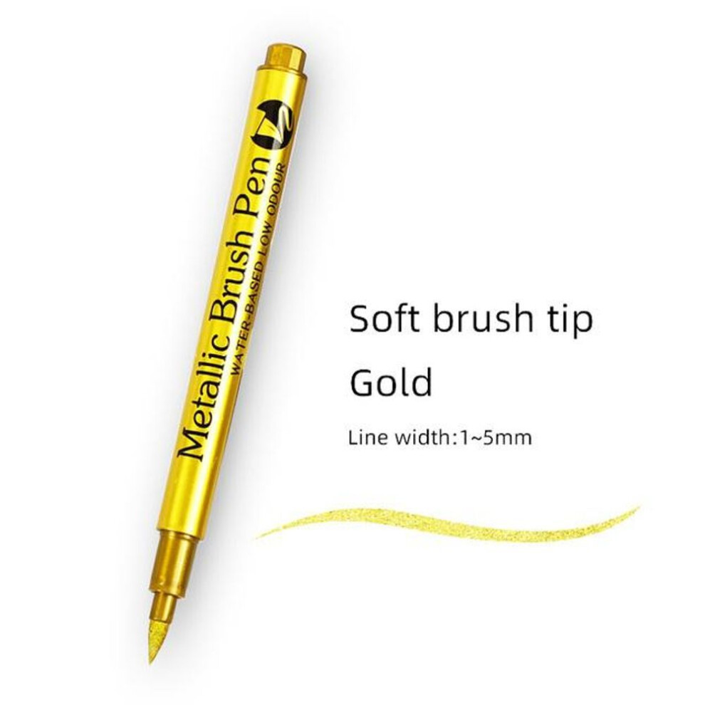 (gold, 4 Pcs) 1/2/4pcs Brush Metallic Marker Pens Set Gold Silver White Permanent Art Markers For Artist Illustration Crafts Scrapbooking Fabric