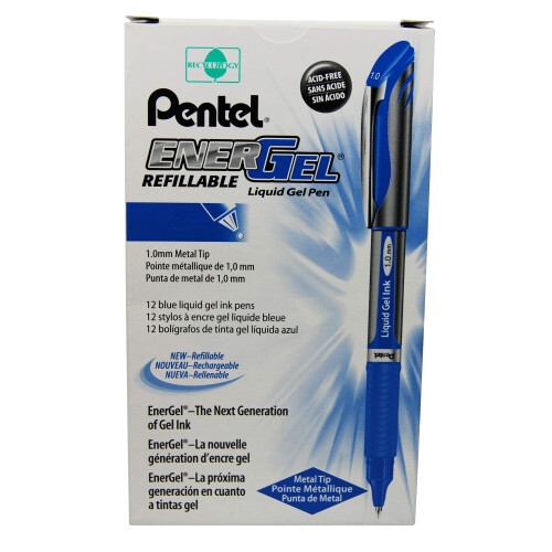 Pentel St??? Pentel Liquid Gel Refillable 1.0mm Blue/Grey Barrel/Ink (BL60-C)