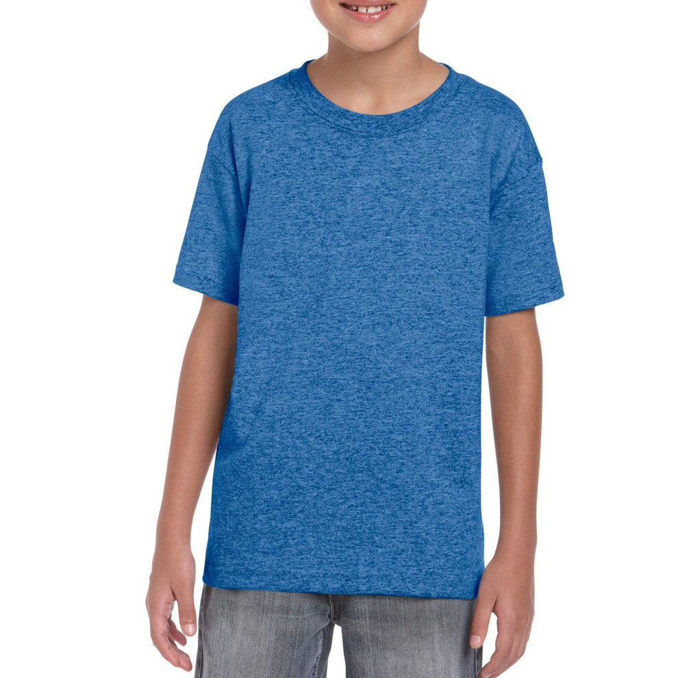 Gildan Youth 5.5 oz  50/50 T-Shirt M HTHR Sport Royal