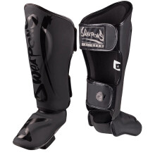 (X-Large) 8 Weapons Unlimited 2.0 Muay Thai Shin Guards - Black/Black