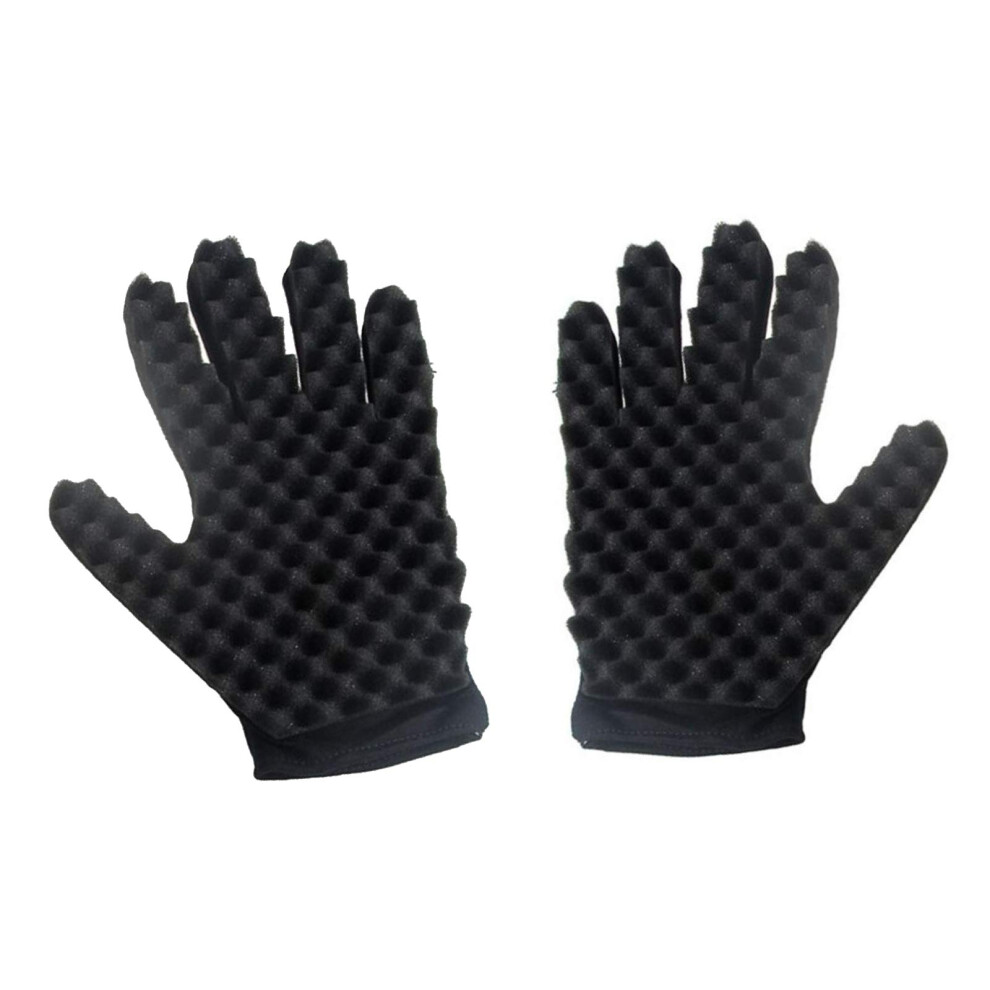 Nlxr Unisex Black Magic Curly Sponge Gloves Airlxf 2Pcs Curl Hair Sponge Gloves Tutorial For Barbers Wave Twist Brush Styling Tool Hair Brush Sponge Gloves