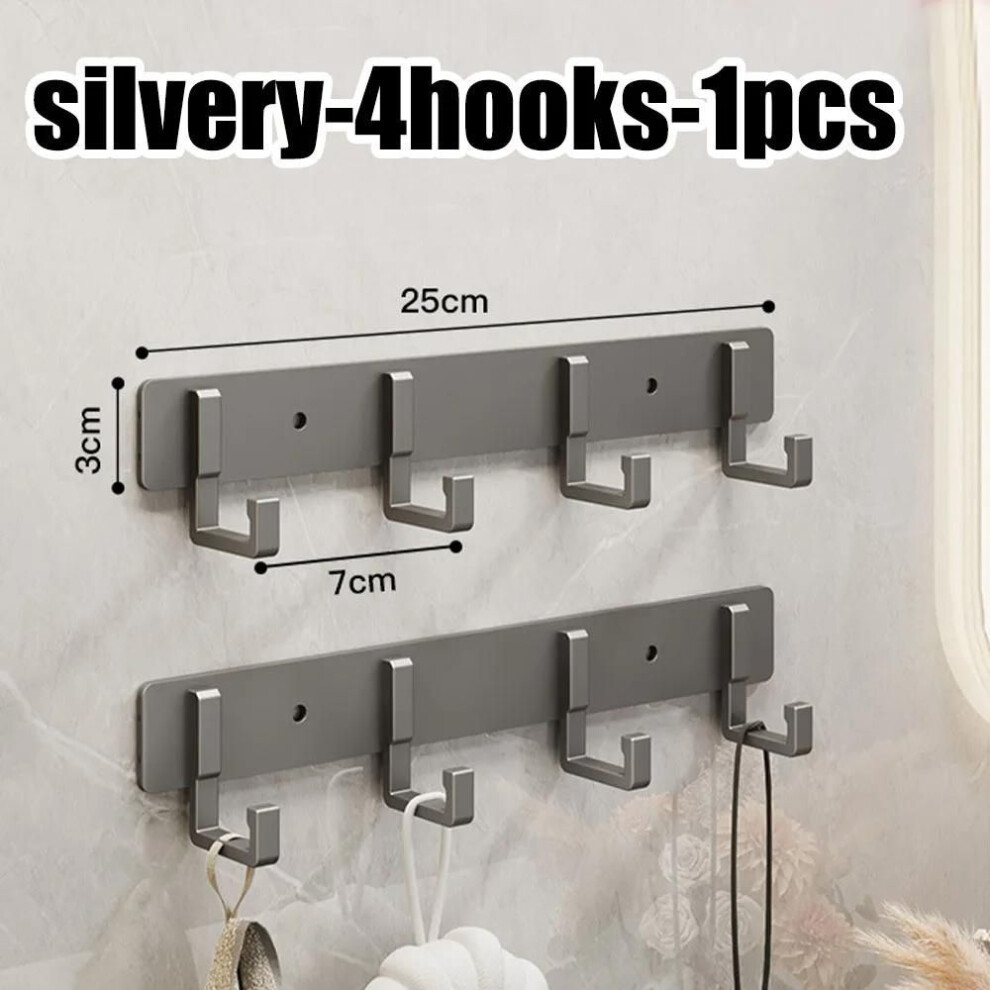 (grey, 4 Hook) Clothes Hook Bathroom Towel Hanger Hook Wall Hook Adhesive Wall Hook No punching required Hanging Hooks Door Back Clothes Hook