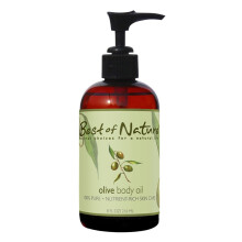 Best of Nature 100% Pure Olive Massage & Body Oil - Cold Pressed Natural & Unscented Moisturizer For Skin Hair & Bath 8 Fl Oz