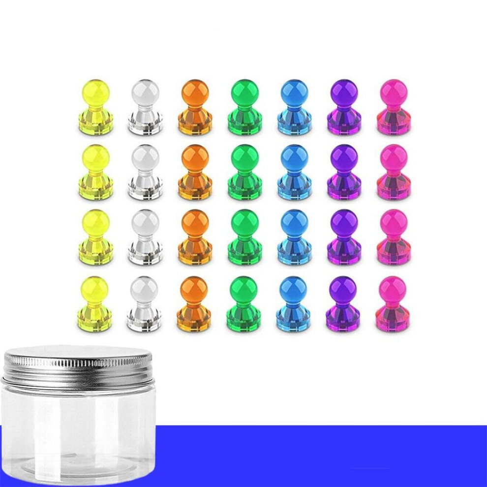 (Mixed color 28pc with box) 28 Pack Color Fridge Magnets Strong Magnetic Pushpins With Storage Box, Whiteboard Magnets, Map Magnets, Office Magnets, Calendar Magnets