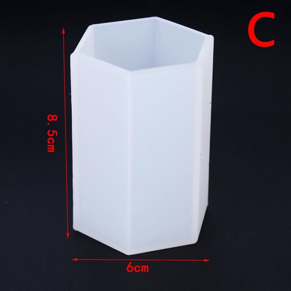 (C) Cylinder Hexagon Silicone Mold Resin Jewelry Making Mould Epoxy Craft Diy Tool