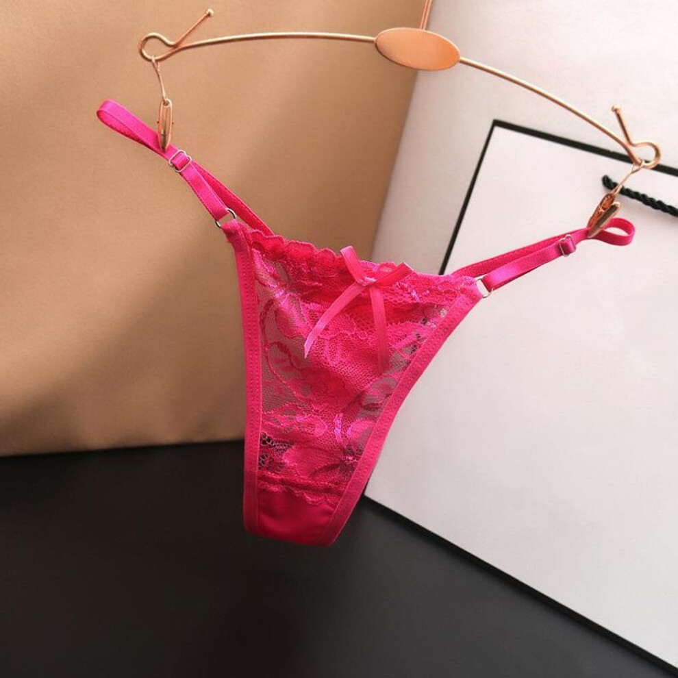 (rose, M) Hottie Adjustable Thin Strap Thongs Low Waist Transparent Lace Panties G-string Underpants Women&apos;s Lingerie