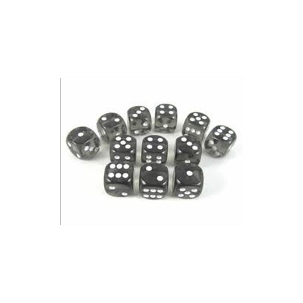 Photos - Other Toys Block chessex Manufacturing 23608 16 mm Smoke With White Translucent D6 Dice Set Of 12 CHX23608