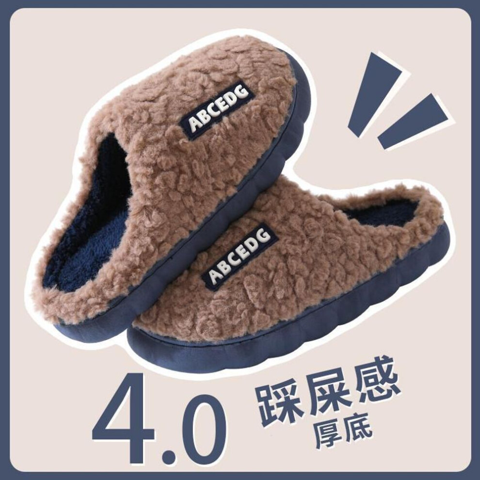 (blue, 44-45 suitable for 43-44 feet) Indoor Non-Slip Cotton Slippers for Women Men, Warm Home Shoes for Spring, Autumn, Winter