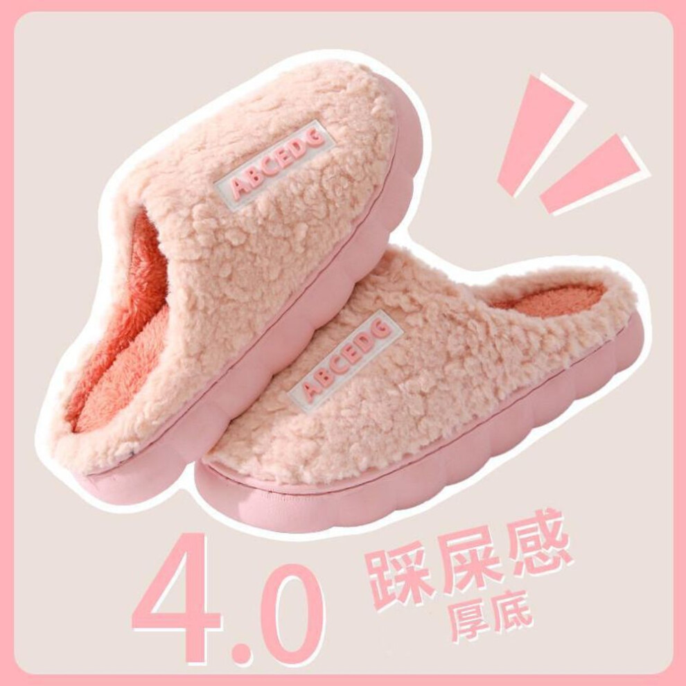 (pink, 40-41 suitable for 39-40 feet) Indoor Non-Slip Cotton Slippers for Women Men, Warm Home Shoes for Spring, Autumn, Winter