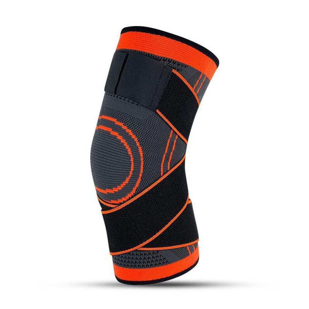 (orange, XL, strap style) Outdoor Sports Compression Knee Pads For Mountaineering, Cycling, Running - Non-slip Nylon Material