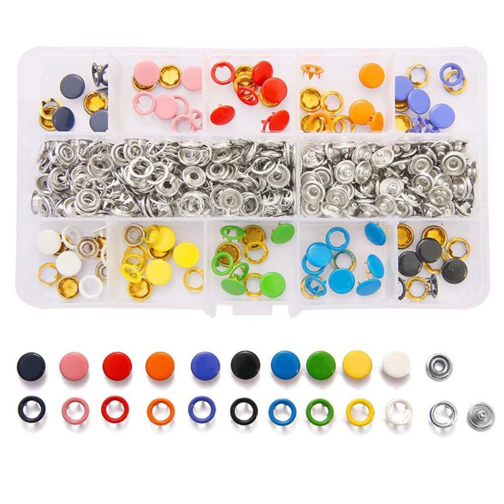 (as the picture, 100Sets without tools) 100/200sets Metal Prong Snap Buttons Hollow Solid Sewing Press Studs Fasteners Tool Kit With Plier Tool For Diy Clothing Craft