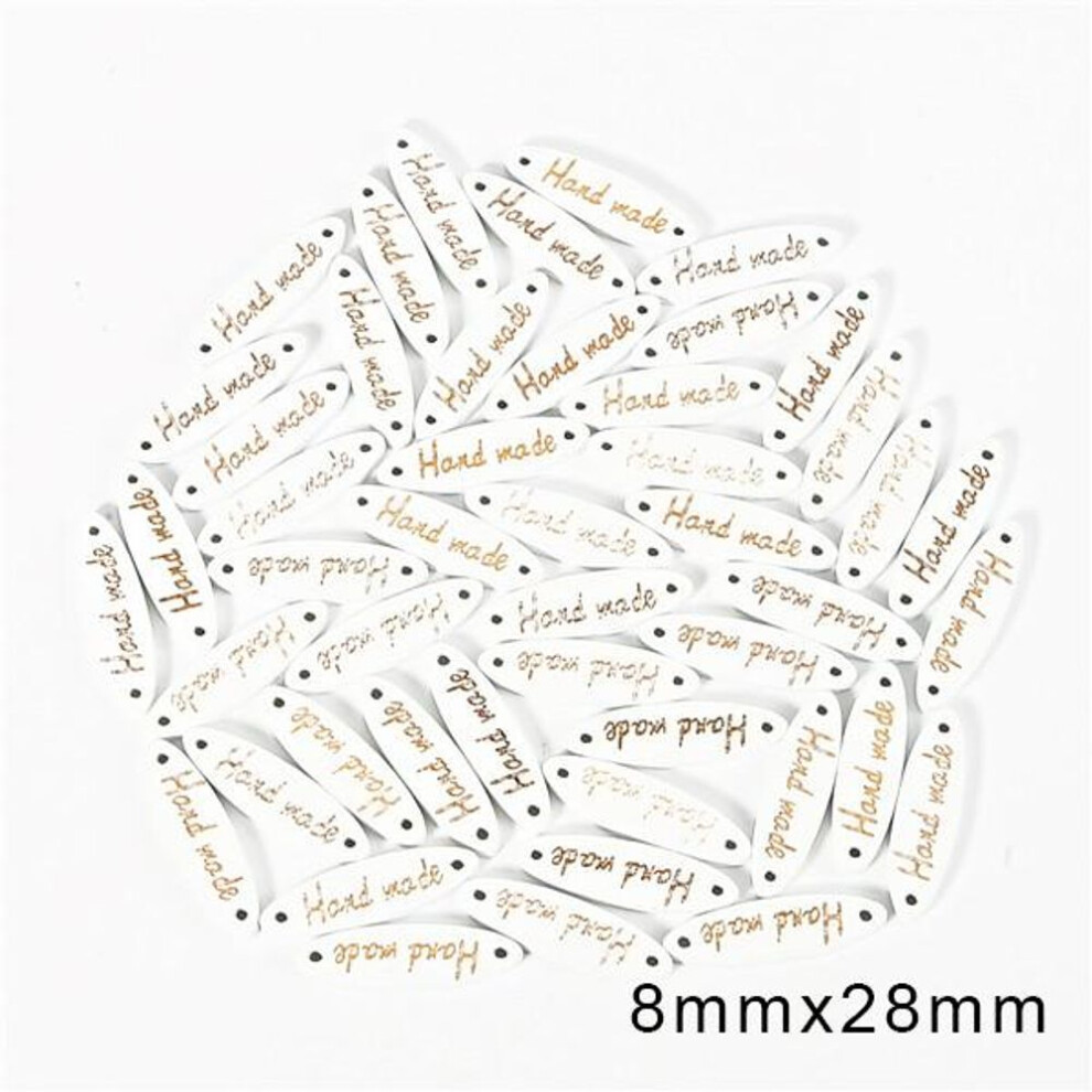 (white) 50pcs Handmade Label Multicolor Sewing Wood Tags Buttons Scrapbook Decoration Garment Accessories Diy Craft Supplies