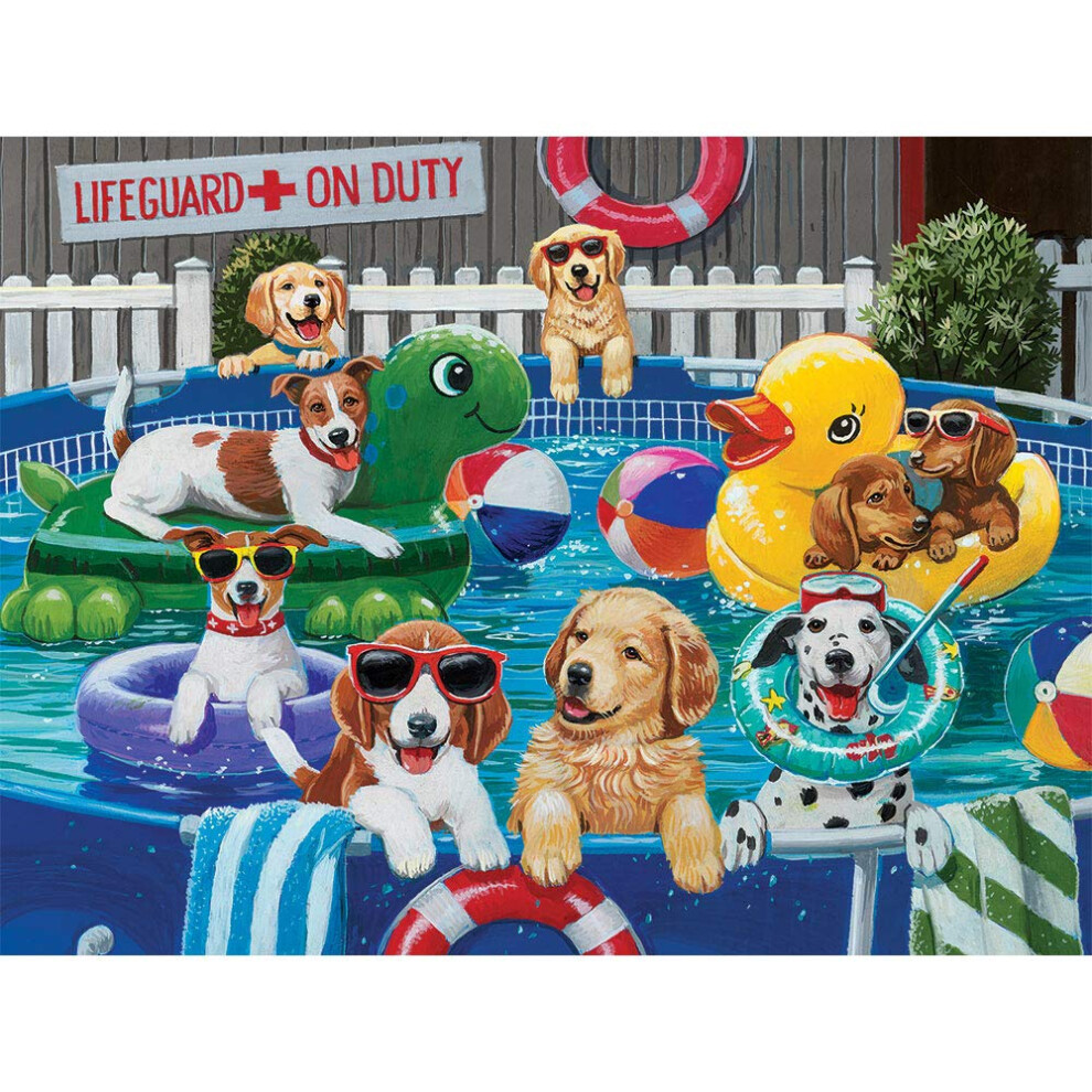 Bits And Pieces - Puzzle Da 500 Pezzi Per Adulti 18"""" X 24"""" - Festa In Piscina Con Cuccioli - Puzzle Da 500 Pezzi Raffigurante Un Cane Che Nuota-image