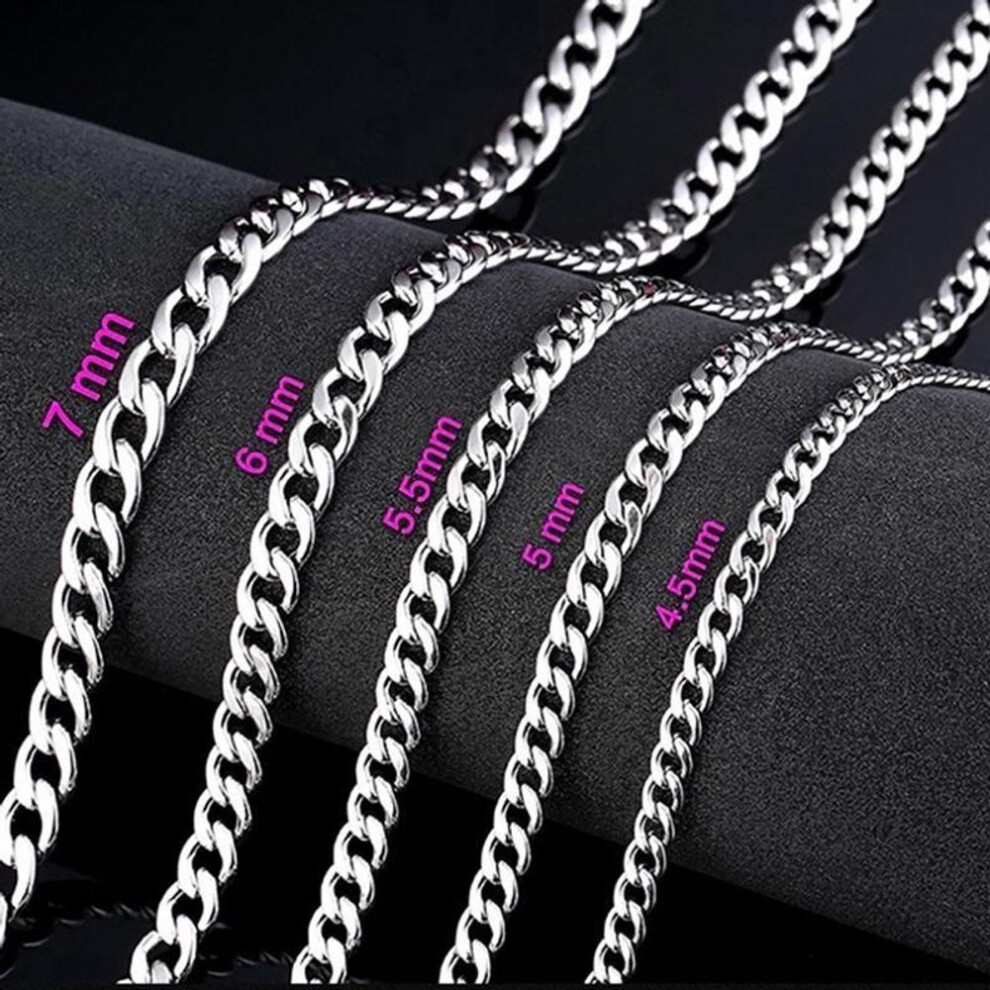 (silver, 2mm*45cm) Customize Length Mens High Quality Stainless Steel Necklace Curb Cuban Link Chain Fashion Jewerly