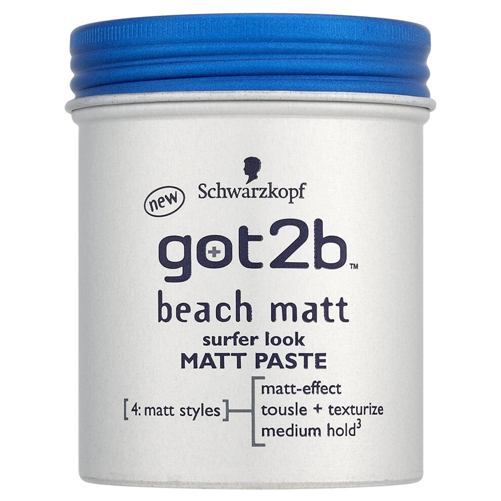 Got2B Beach Matte Paste P  te coiffante pour un look surfeur mat Cire capillaire pour hommes pour colorer, texturiser ou discipliner sans coller Tenue