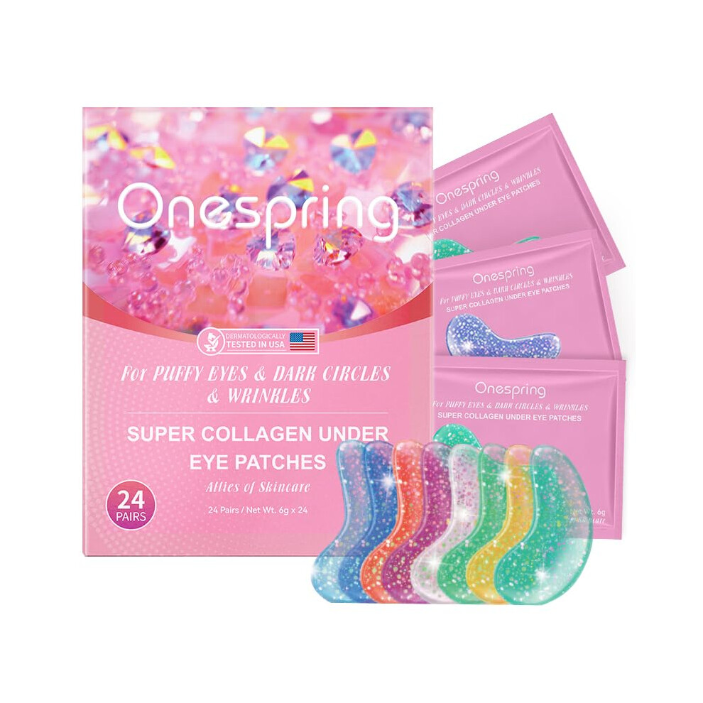 Onespring Under Eye Patches 24 Pairs - Upgrade Eye Gel Pads For Wrinkles Puffy Eyes Dark Circles Eye Bags Natural Collagen Eye Gels Pads Under Ey