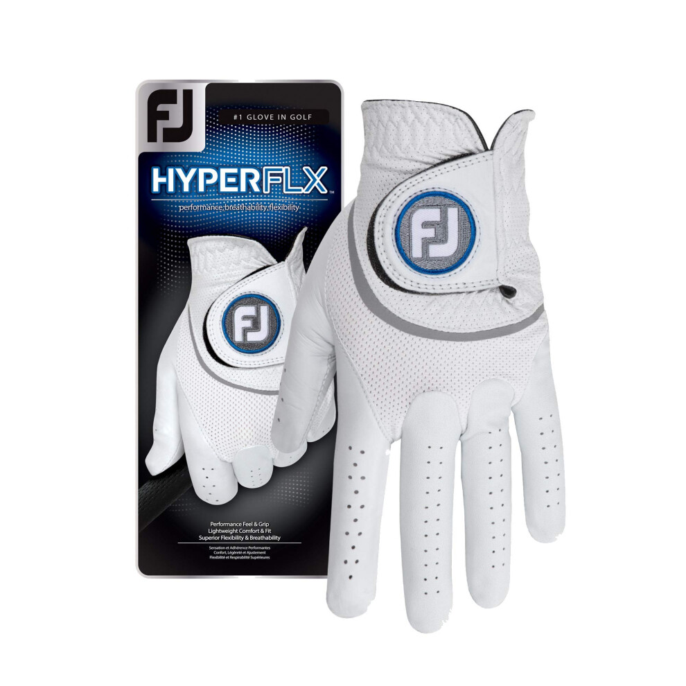 FootJoy Mens HyperFLX Golf Gloves White X-Large  Worn on Right Hand