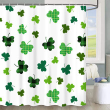 Jbralid Happy St Patrick's Day Clover Perdele de du? Green Shamrock Farmhouse Farmhouse Ipel Waterproof Baie Cortina pentru Bai Decor cu crlige