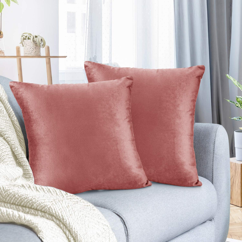 Housses de coussin d   coratives Nestl en velours douillet, 40 x 40 cm, pour canap   -lit et voiture, lot de 2 - Misty Rose