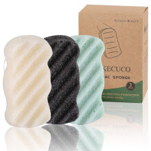 KECUCO 3 Stck Konjac-Badeschwamm fr Kinder, Babys, Kleinkinder, Kleinkinder, 100 % natrlich, KONJAC-Duschschwmme, 3 Farben und extra groe Gre,