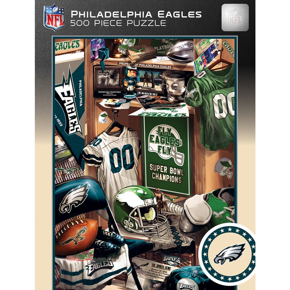 Masterpieces Dzien Gry 500 Elementw Puzzle Dla Doroslych-Nfl Philadelphia Eagles Szatnia-15""""X21""""-image