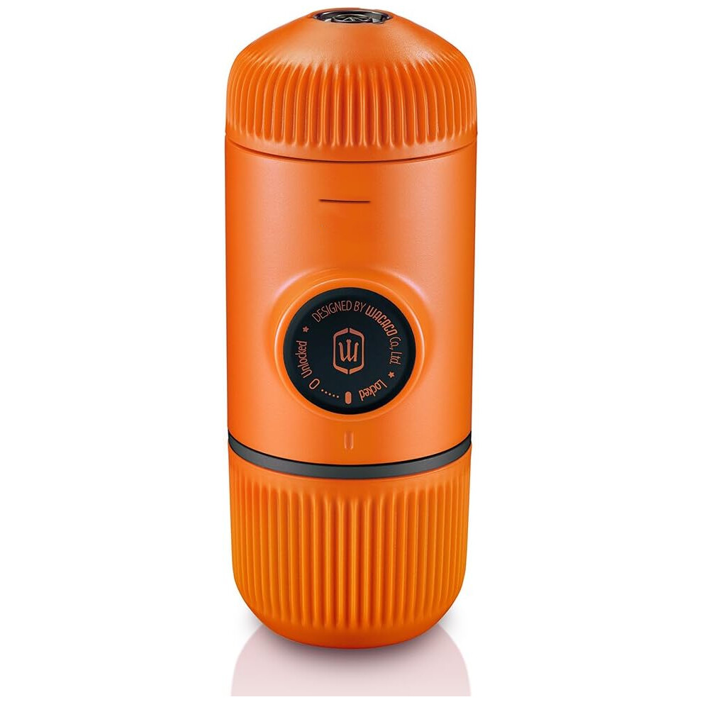 (Orange) Upgrade Version of Minipresso, 18 Bar Pressure, Orange Patrol Edition, Small Travel Coffee Maker, Manually Operated, Compatible with Ground Coffee
