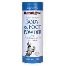 NutriBiotic - Body & Foot Powder Unscented 4 Oz | with Grapefruit Seed Extract & Tea Tree Oil | Vegan & Non-GMO | Talc Paraben & Gluten Free | Gent