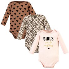 Hudson Baby Unisex Baby Bomuld Lang?rmede Bodysuits Cinnamon Hearts 3 Pack Preemie