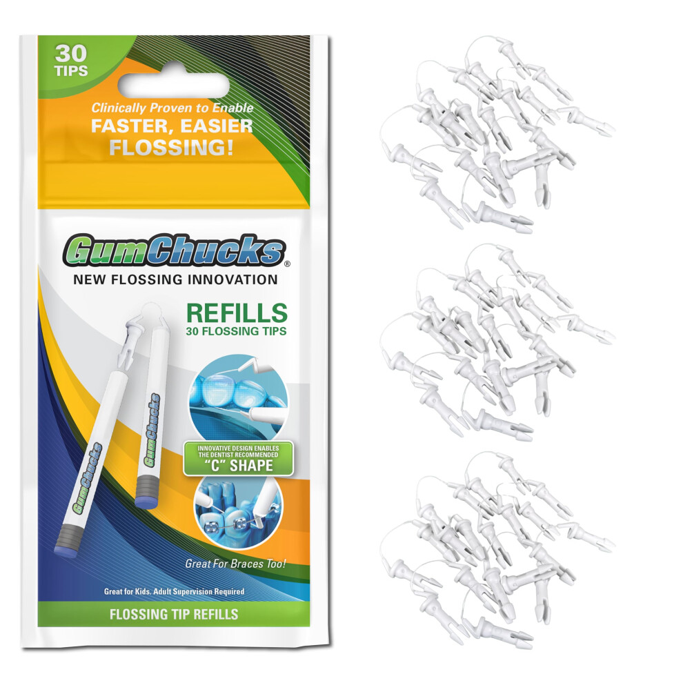 Gumchucks Flossers Dental Floss - Floss For Braces - Flossers Threaders Tool - Brace Floss Picks - Gum Flossing Picks - Dental Flossers For Teeth 30 U