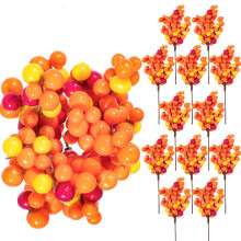 Whaline Autumn Orange Berry Twig Stem  12 Pack Artificial Orange Berry Picks for Fall Decor  Christmas Tree Decorations  Crafts  Wedding  Holiday Home