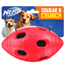Giocattolo da football in gomma Nerf Dog per cani con cigolio interattivo e scricchiolio, leggero, durevole e resistente all'acqua, diametro 6 po