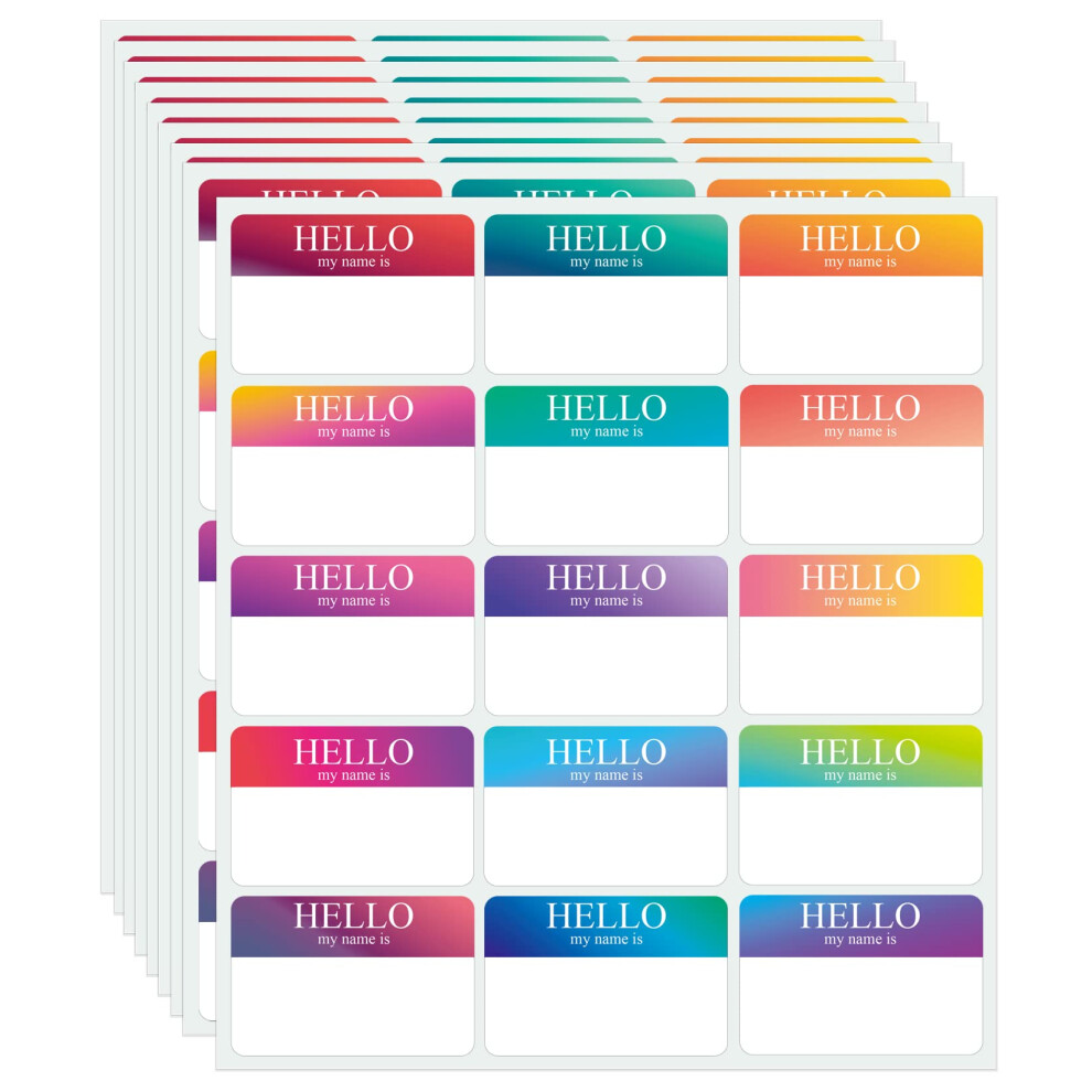345 Pcs Name Tags Rainbow Sticker  Hello My Name is Stickers 15 Color  Hello My Name is Name Tag for School Office Home 3 x2-image-OPC-PG2FGNG-NEW