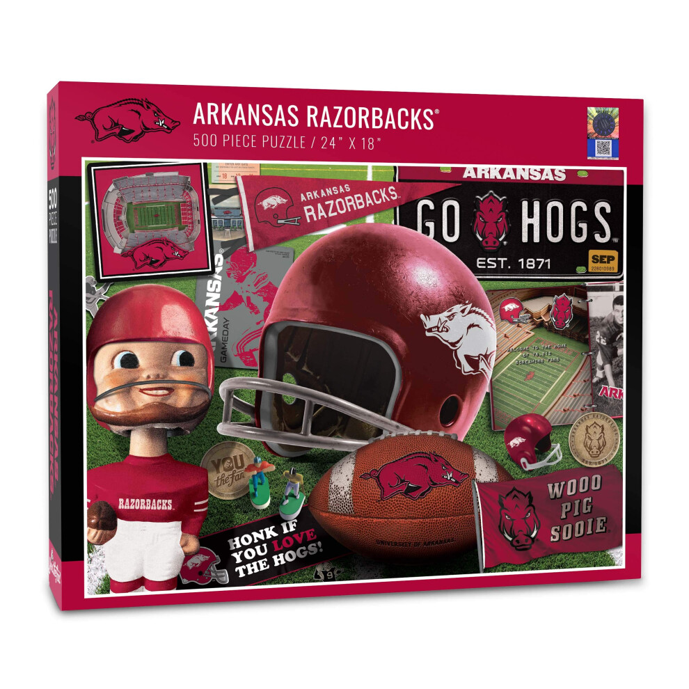 Photos - Jigsaw Puzzle / Mosaic YouTheFan NcAA Arkansas Razorbacks Retro Series Puzzle - 500 Pieces Team colors Large VBoo