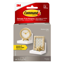 Prateleiras de Exibição Command, Suporta até 2 lb, Quartzo, 2 Prateleiras com 8 Fitas Command, Flutuante