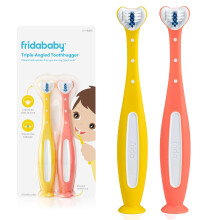 Frida Baby Driehoekige Toothhugger Training Tandenborstel voor peuters | Peutertandenborstel vanaf 2 jaar reinigt alle kanten tegelijk | 2 stuks (gee