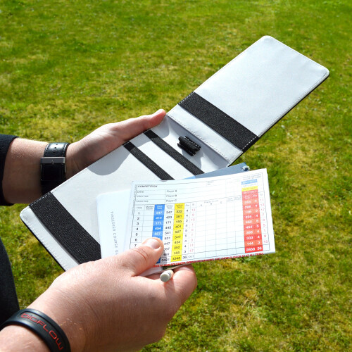 On Par Premium Golf Scorecard Holder - Ostrich  Black/White 1